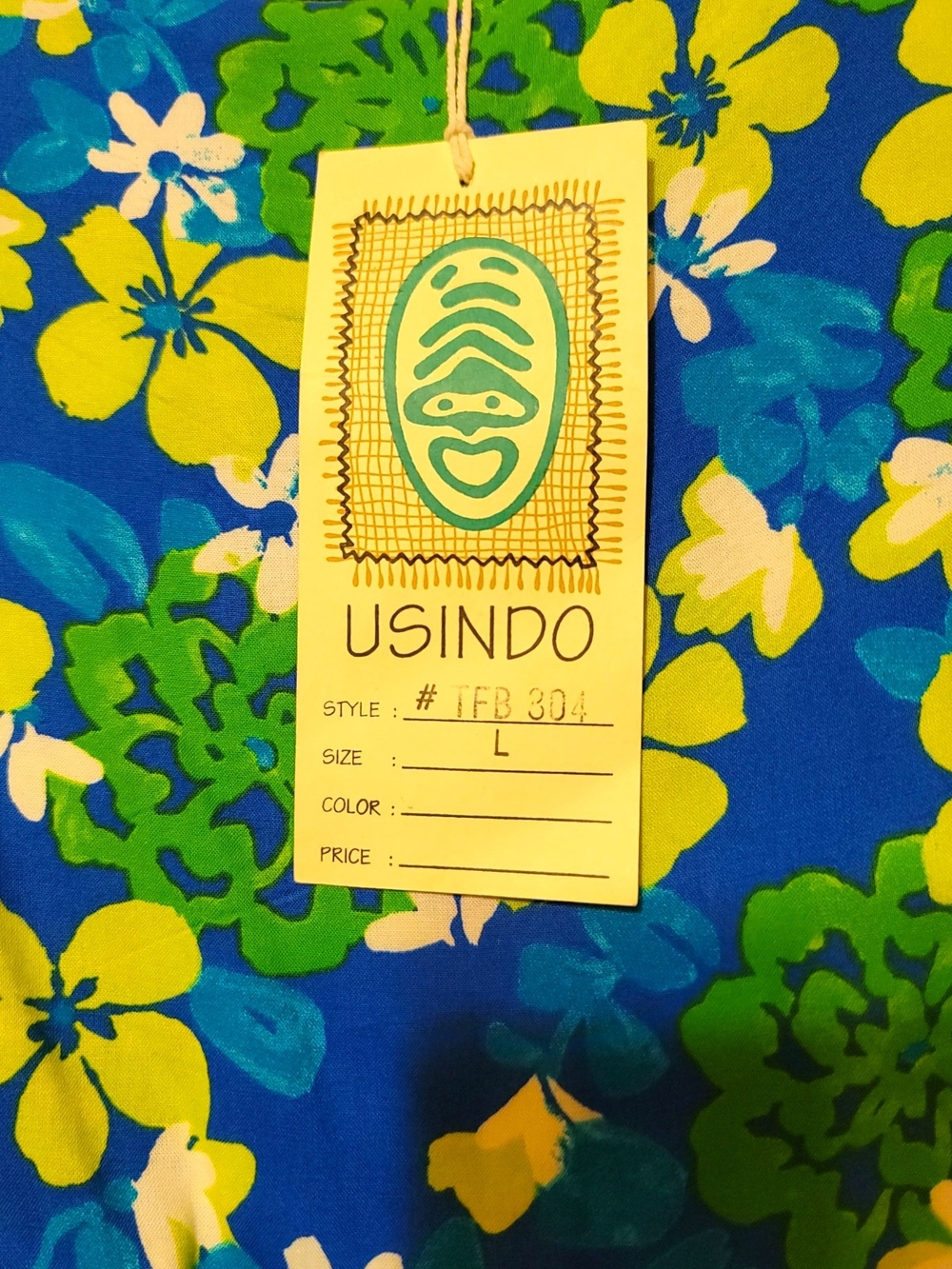 USINDO - Large Blue Floral Maxi Dress with Green & Yellow Blooms - Picture 5 of 8
